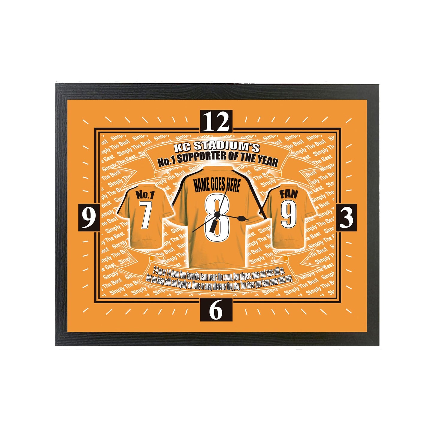 Hull Football Shirt Personalised Clock Gift Present