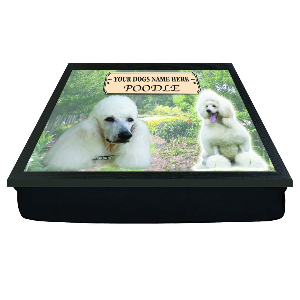 White Poodle Personalised Dog Breed Gift Lap Tray