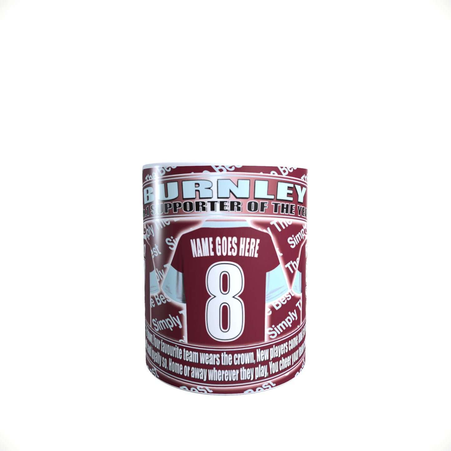 Burnley Football Team Shirt Personalised Mug Gift with Chocolate Footballs