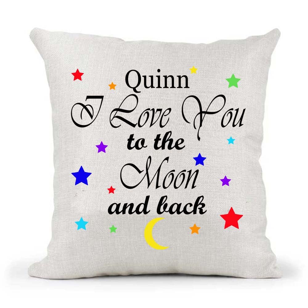 Personalised Your Name I love you to the moon and back poem Mother's Father's Day Birthday Present Country Canvas Style Cushion Cover Gift