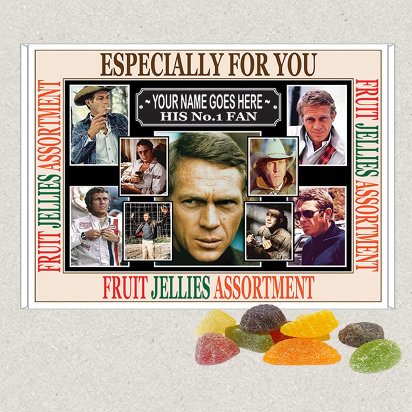 Steve McQ Celebrity Movie Icon Personalised Boxed Sweets Gift Present Choice of Sweets