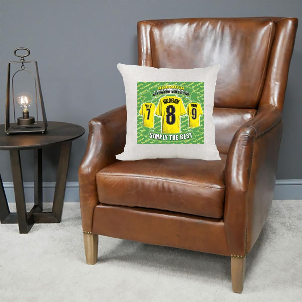 Norwich Personalised Football Country Canvas Style Cushion Cover Gift