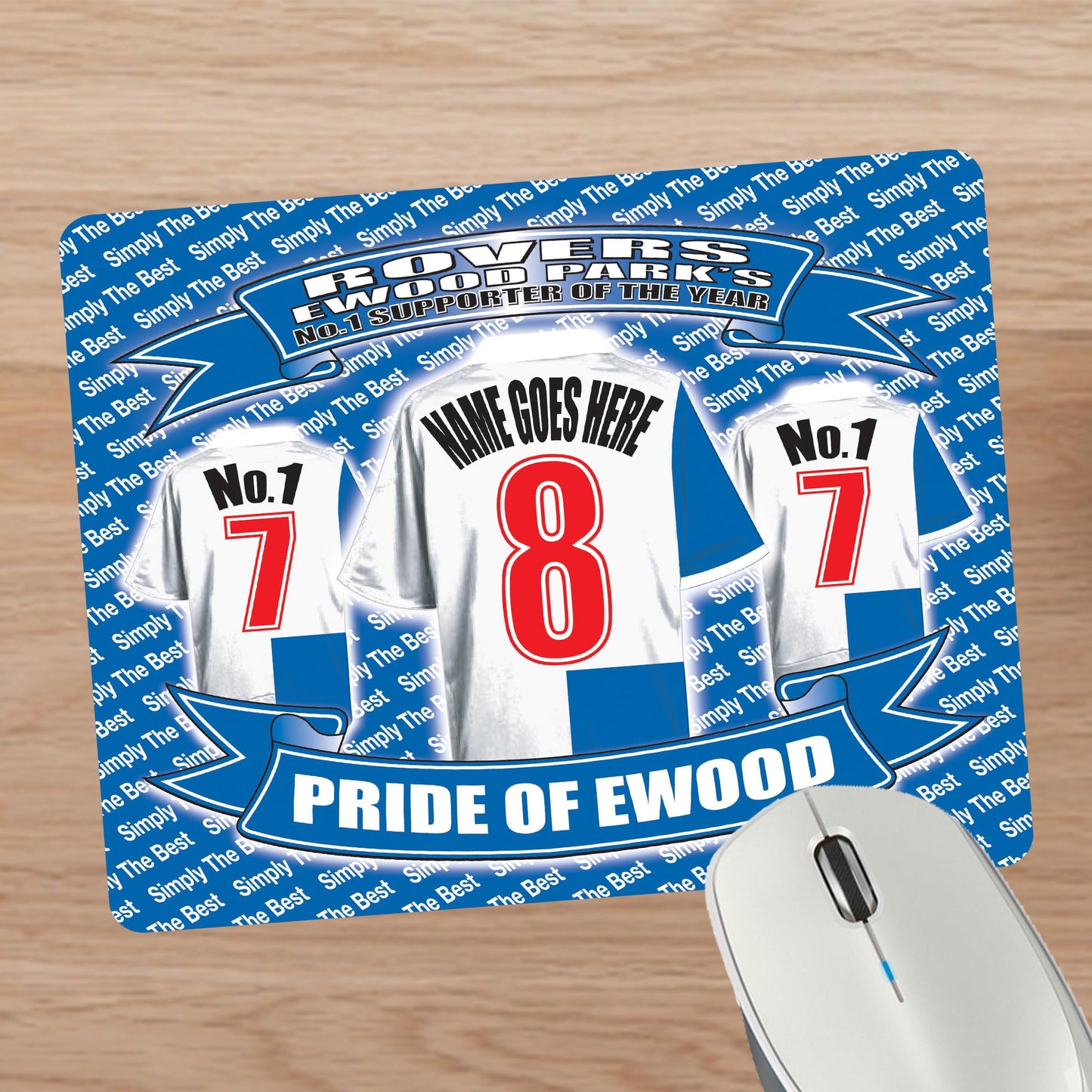 Blackburn Football Shirt Personalised Mouse Mat Gift