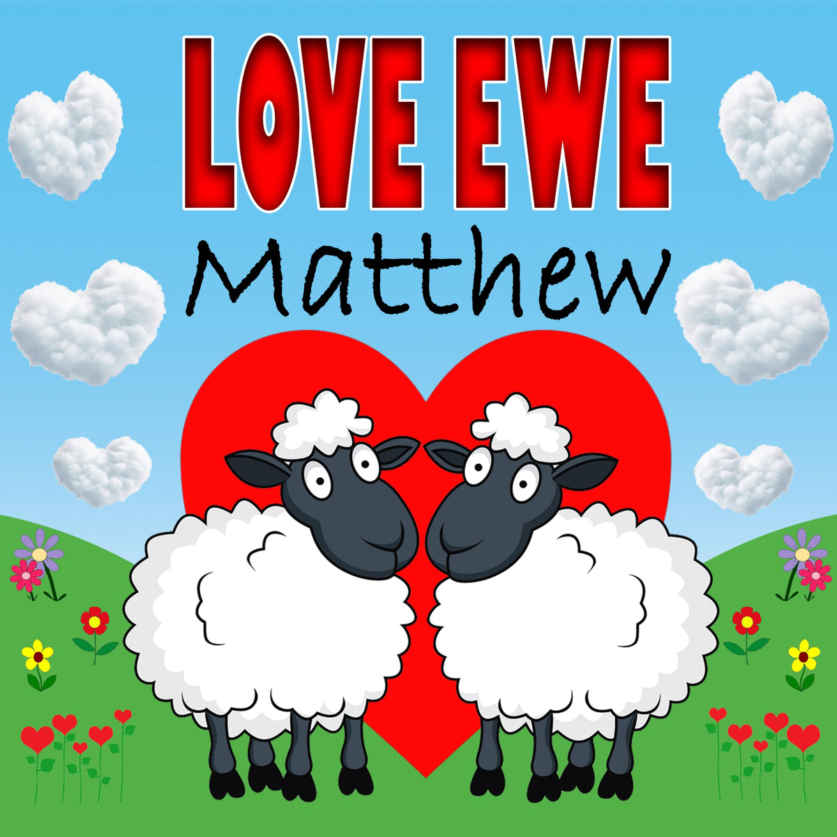 Love Ewe Male Sheep Personalised Cute Country Canvas Cushion Cover Gift