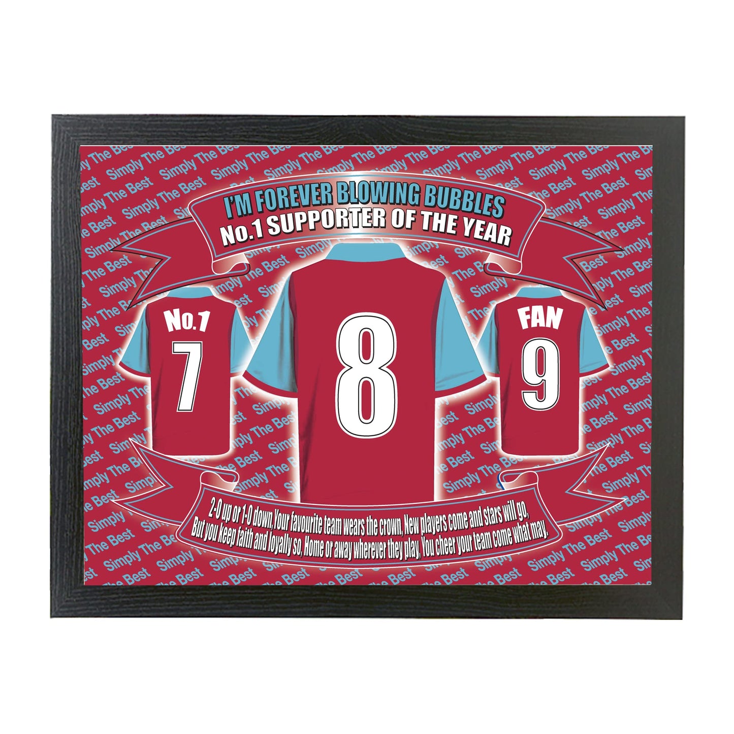 West H Utd Football Shirt Lap Tray Gift