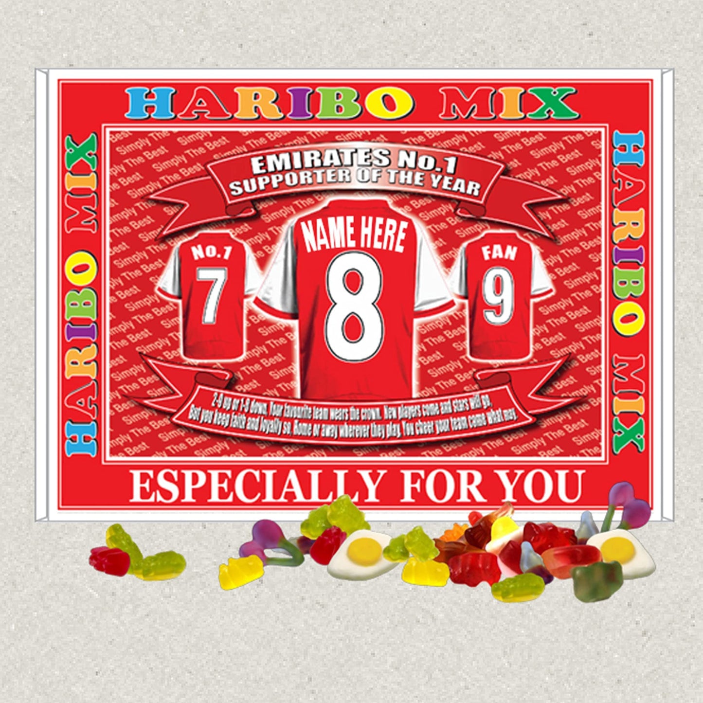 Gooners Football Shirt Personalised Gift Boxed Sweets