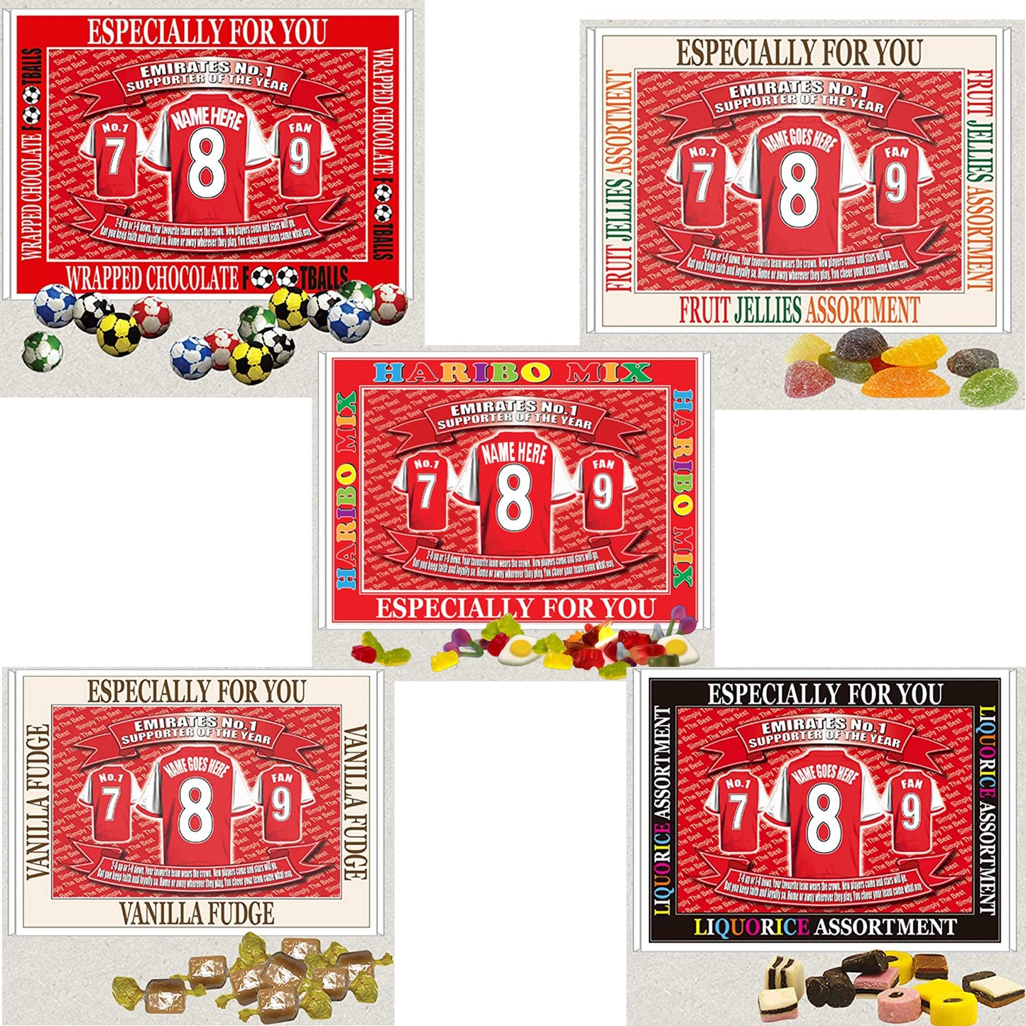 Gooners Football Shirt Personalised Gift Boxed Sweets