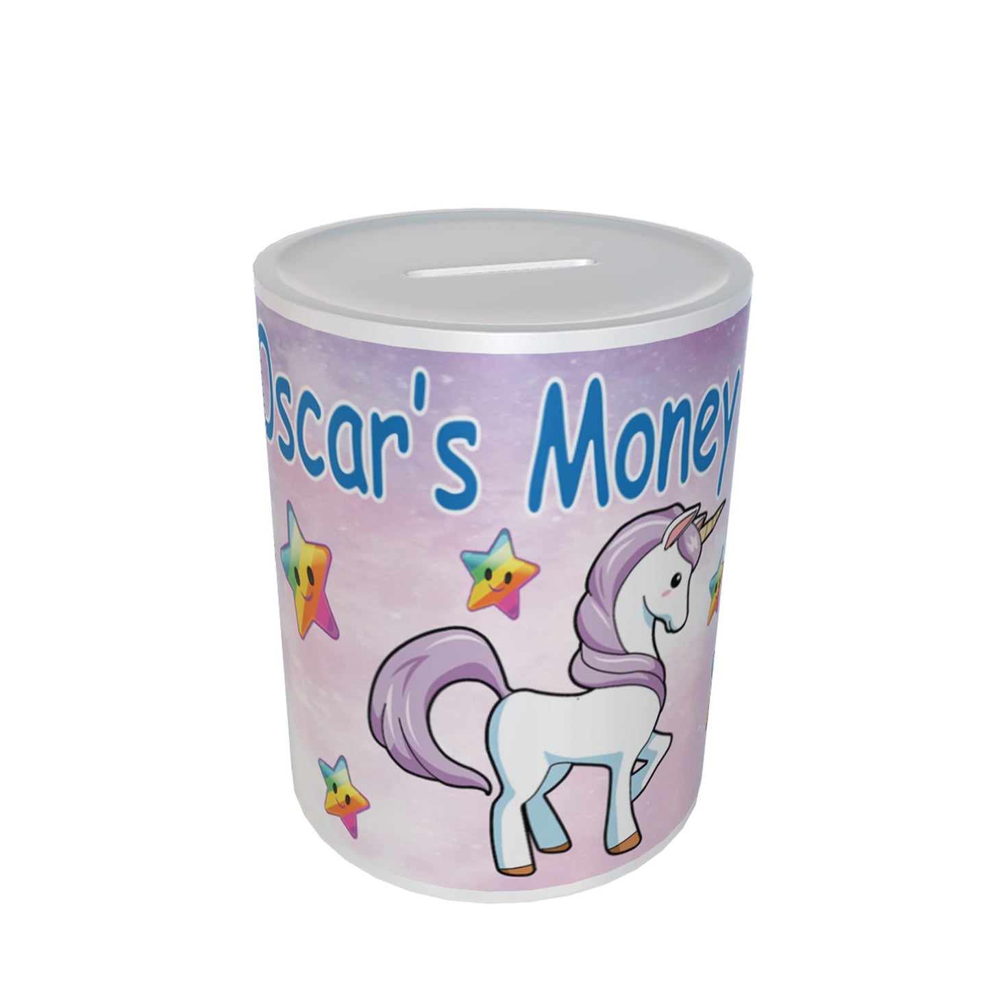 Personalised Kids Magical Unicorn & Rainbows Ceramic Piggy Bank Money Box Gift