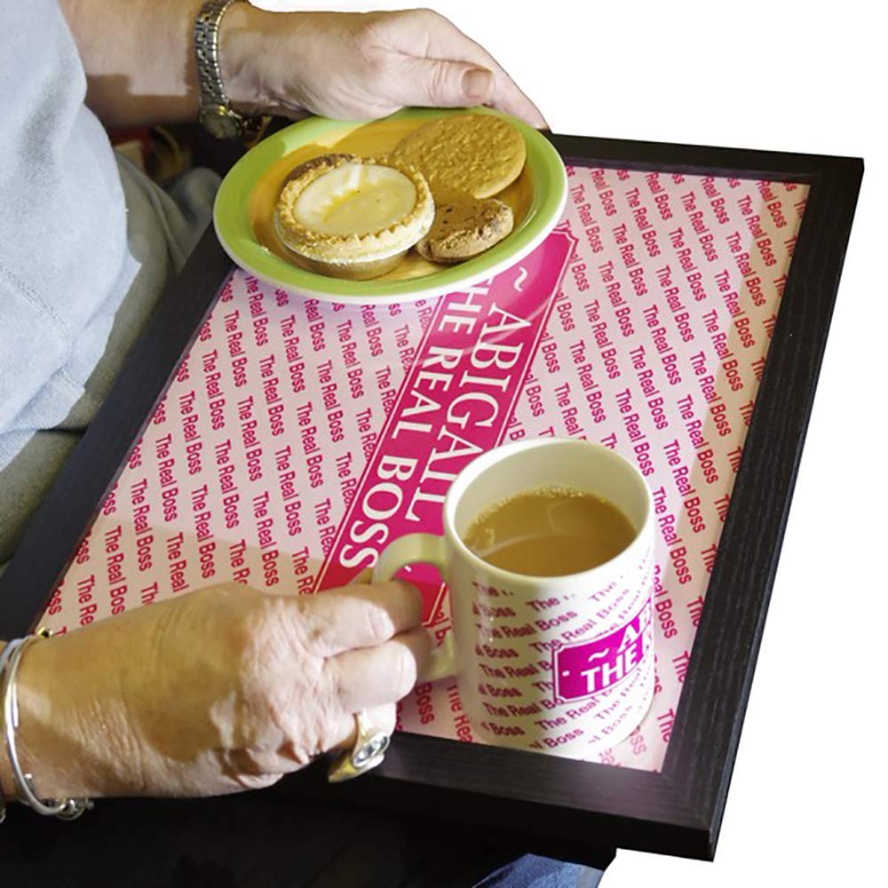 The Real Boss Female Pink Personalised Lap Tray Gift