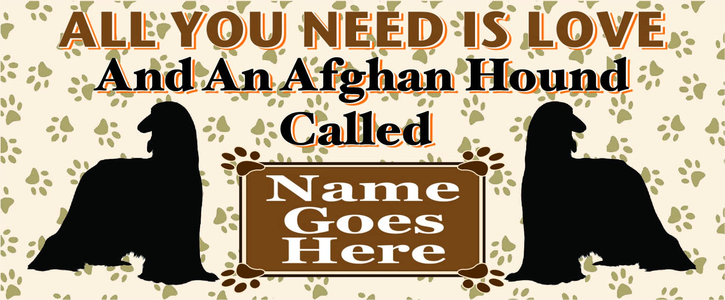 All You Need is Love and an Afghan Hound Dog Personalised Mug Gift