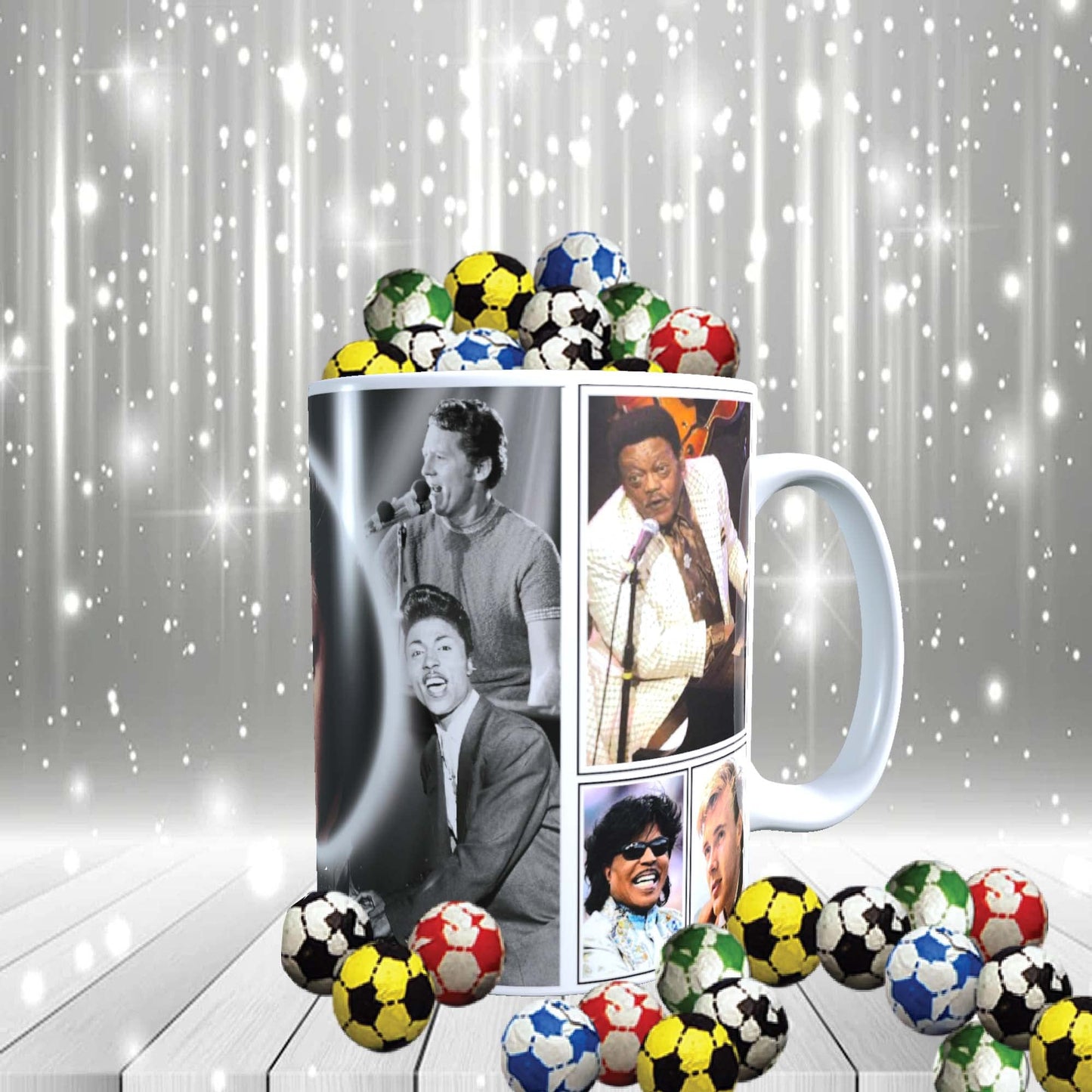 Rock n Roll Greats of The 50s & 60s Celebrity Music Icon Mug with Choice of Sweets Gift