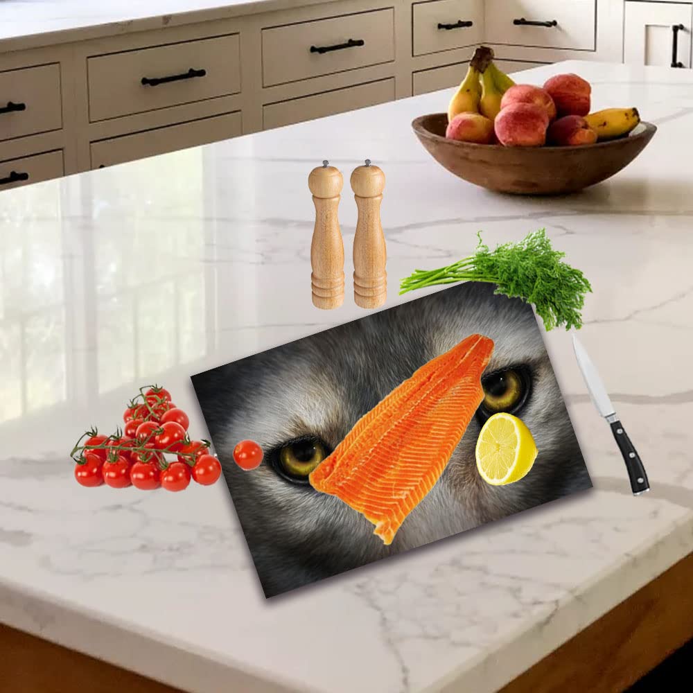 Wolf Eyes Toughened Glass Heat Resistant Worktop Saver Cutting Chopping Board Gift