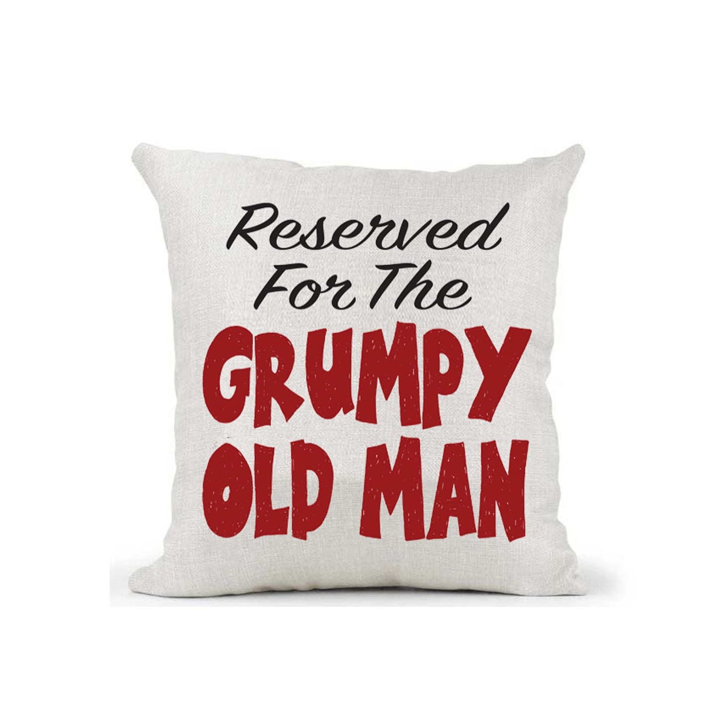 Grumpy Old Man Naturally Woven Linen Style Cushion Cover Pillow Gift Available in Choice of Five Colours