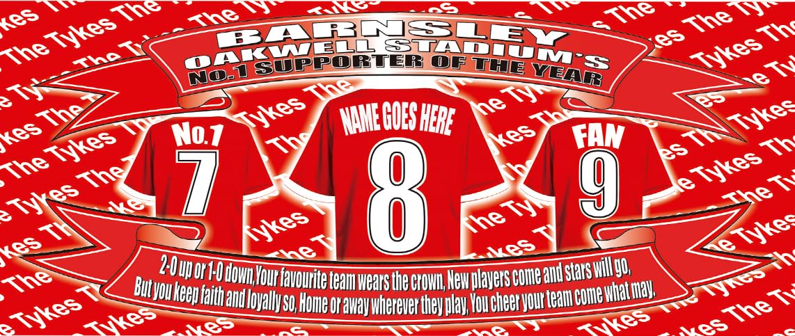 Personalised Bars The Tykes Water Bottle - Football Shirt - Silver Aluminium Two Lids - Unisex Gift