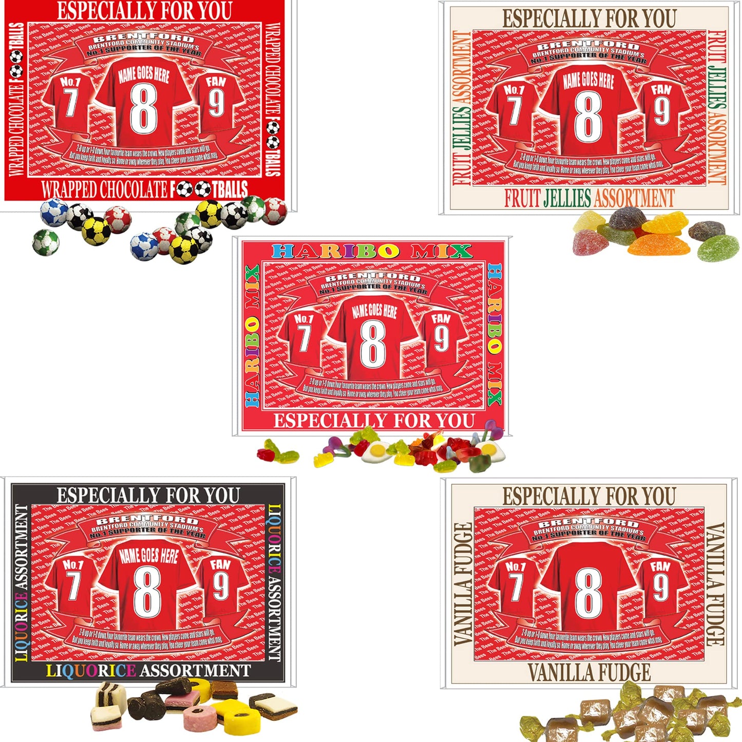 Brentford Football Shirt Personalised Gift Boxed Sweets