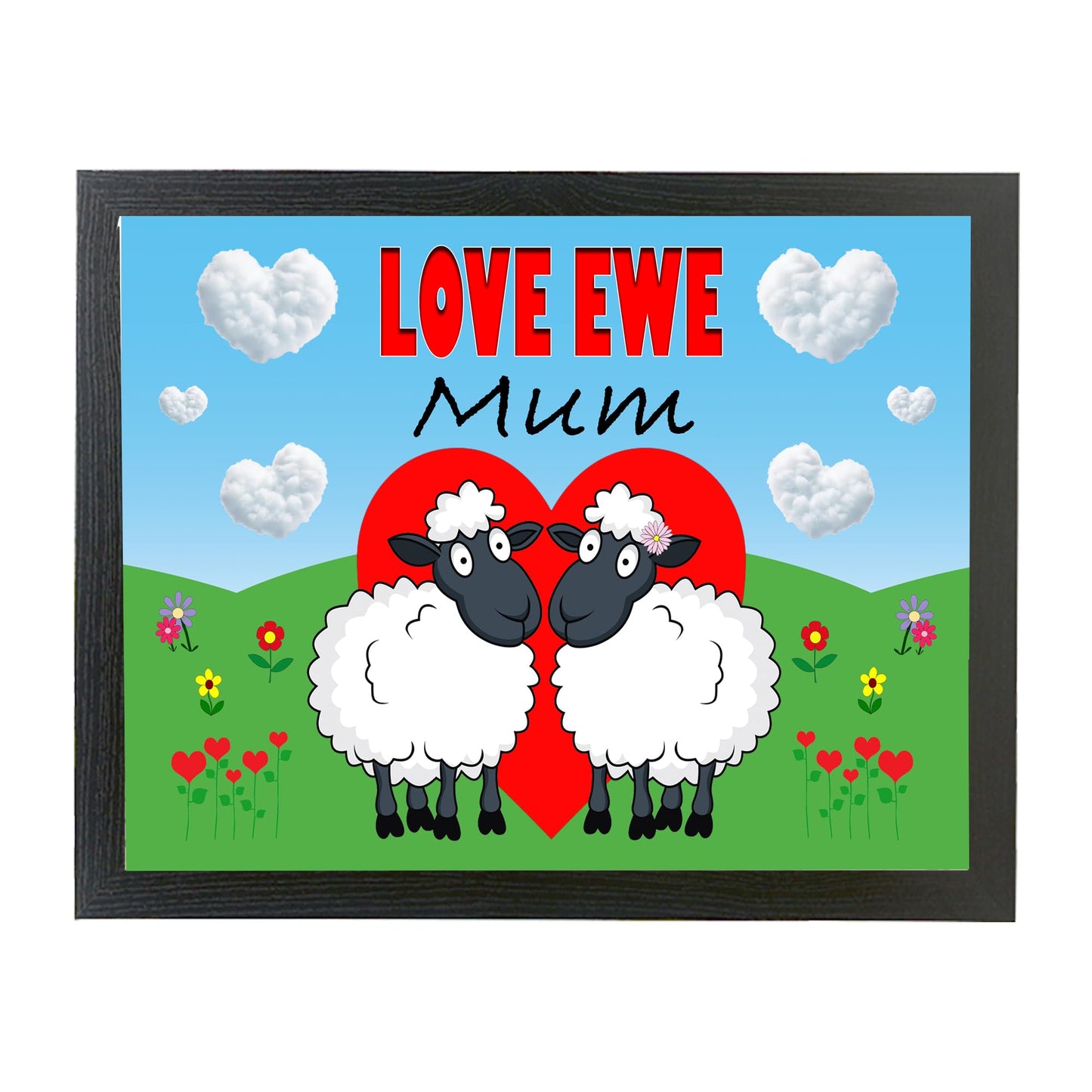 Love Ewe Male and Female Personalised Cute Sheep Cushioned Lap Tray Gift Present