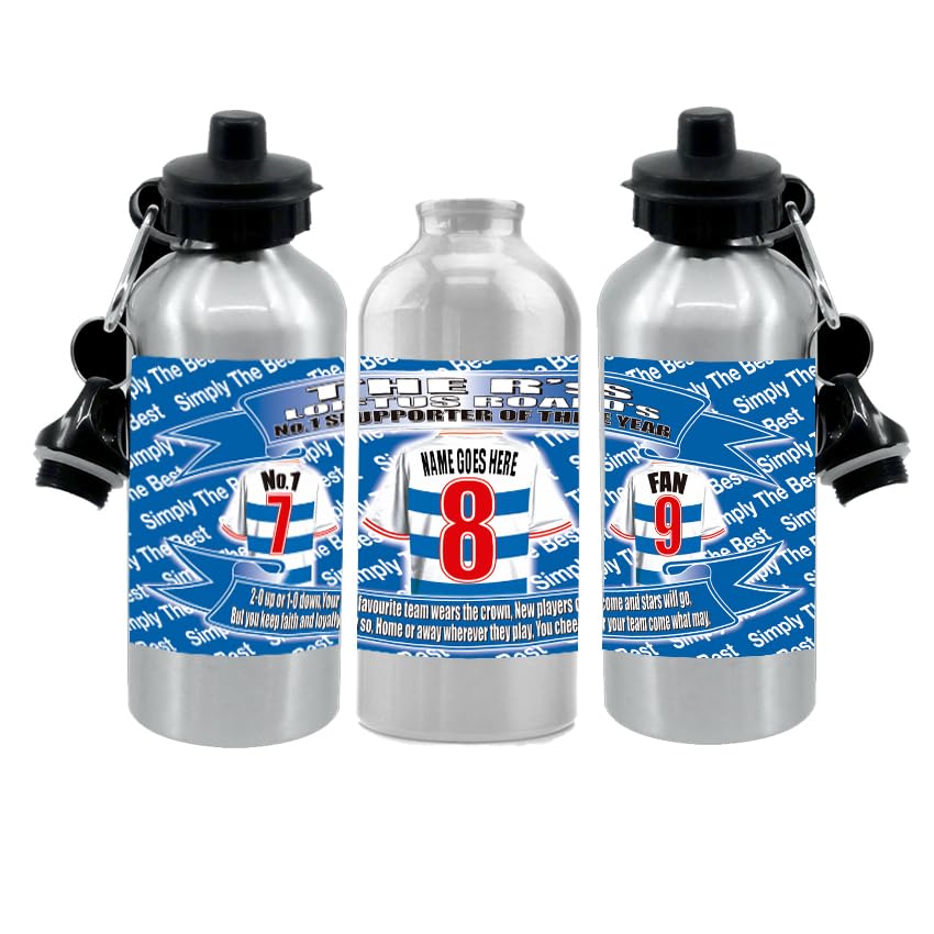 Queens (park) Rangers Personalised Football Shirt Silver Aluminium Two Lid Unisex Water Bottle Gift