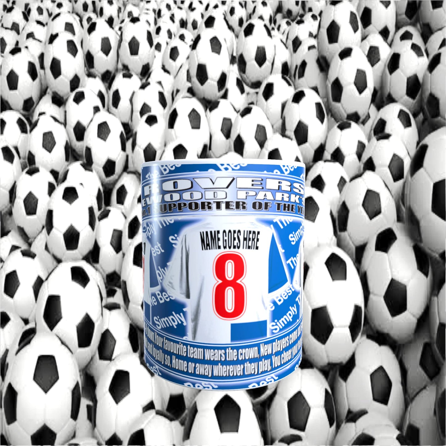 Blackburn Football Team Shirt Mug Personalised Gift with Chocolate Footballs