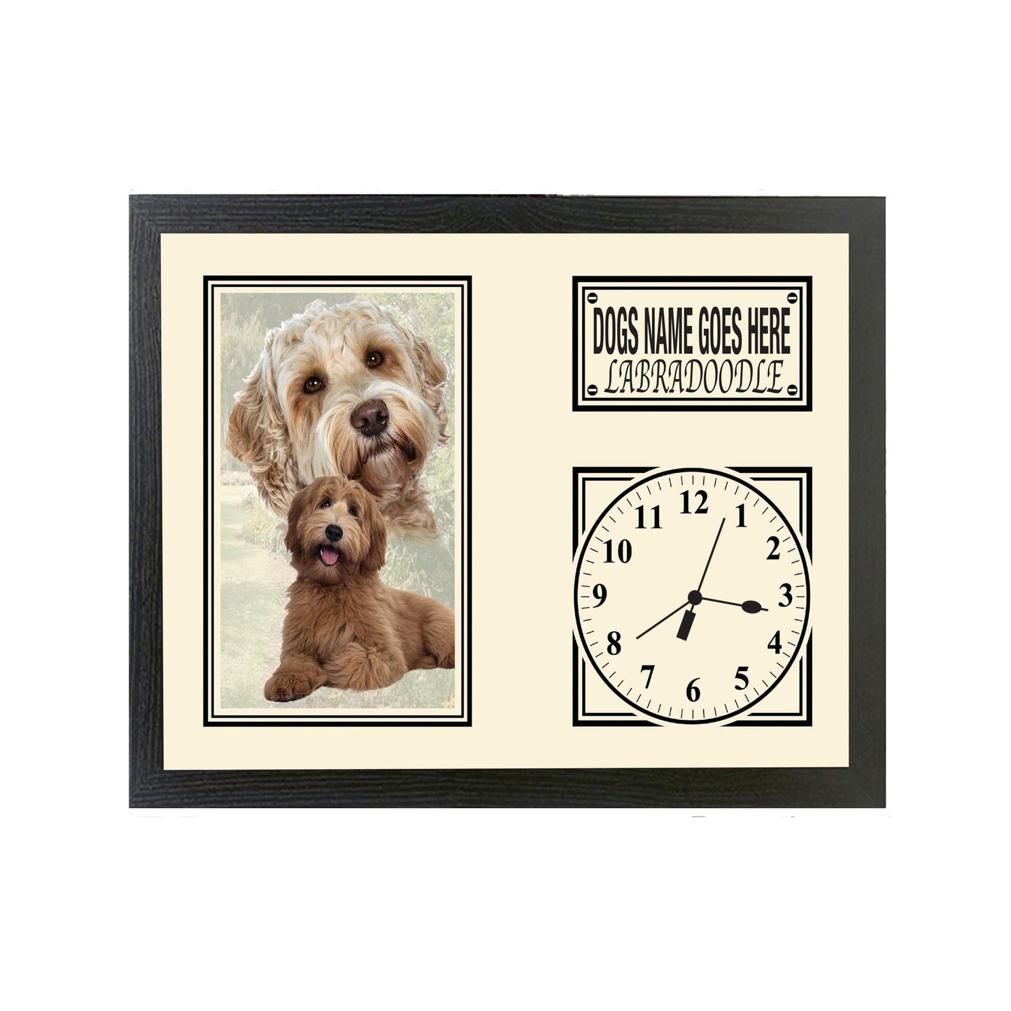 Labradoodle Personalised with Your Dog's Name Dog Breed Gift Wall mounted Clock