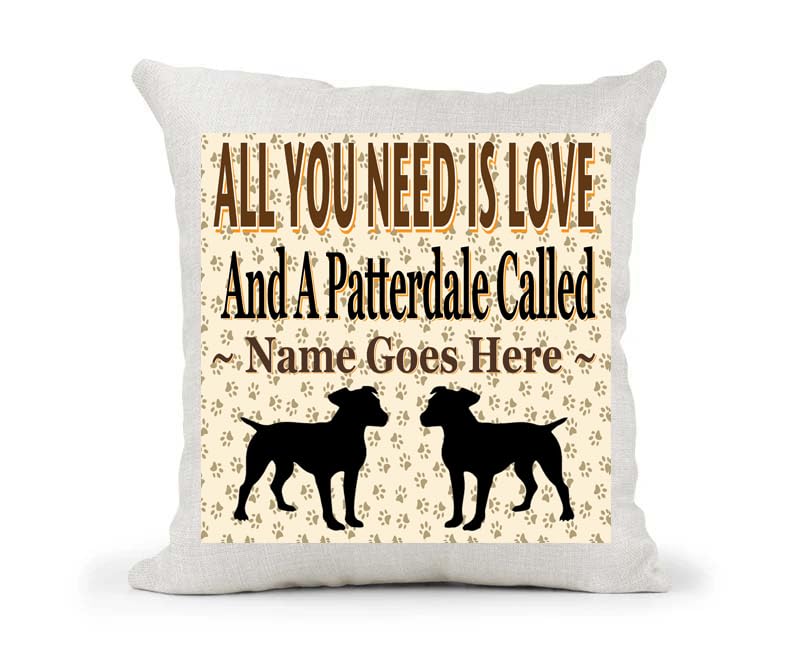 All You Need Is Love And A Patterdale Personalised Country Canvas Cushion Cover Gift