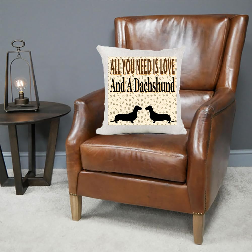 All You Need Is Love And A Dachshund Country Canvas Style Cushion Cover Gift