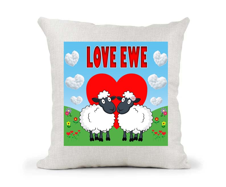Love Ewe Male And Female Sheep Cute Country Canvas Style Cushion Cover Gift