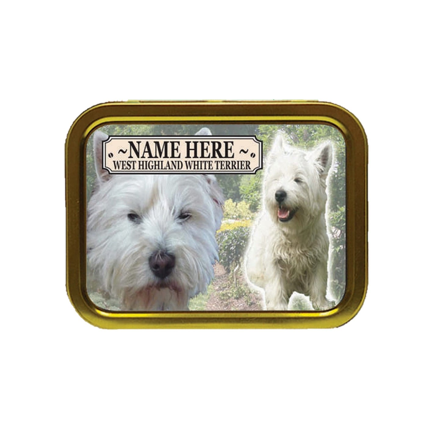 West Highland White Terrier Dog Breed Personalised Tobacco Tin & Products Gift Set