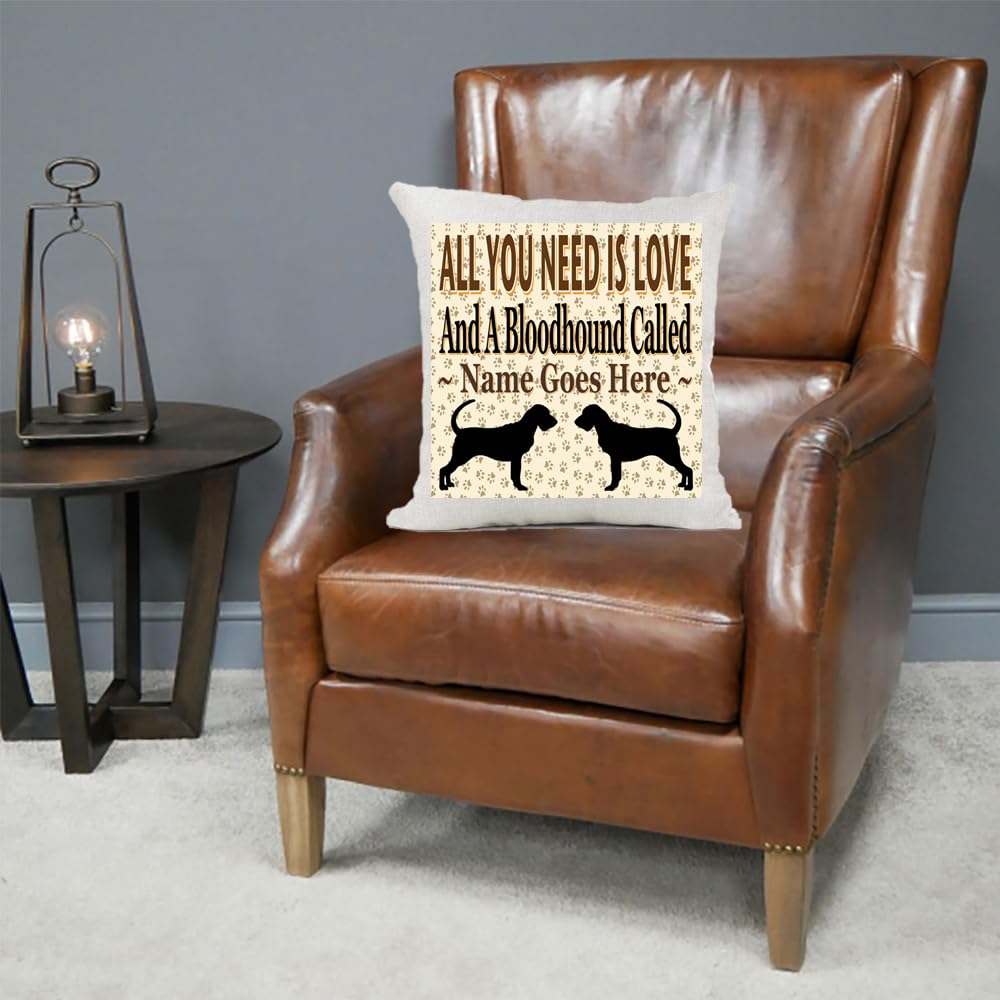 All You Need Is Love And A Personalised Blood Hound Country Canvas Style Cushion Cover Gift