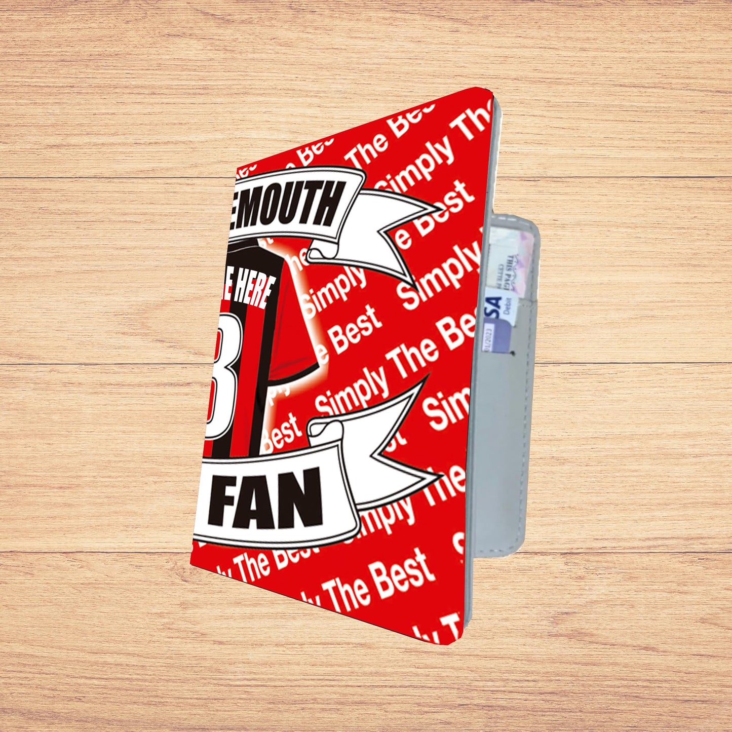 Bournemouth The Poppies Football Team Shirt Personalised Travel Passport Holder Case Gift Present