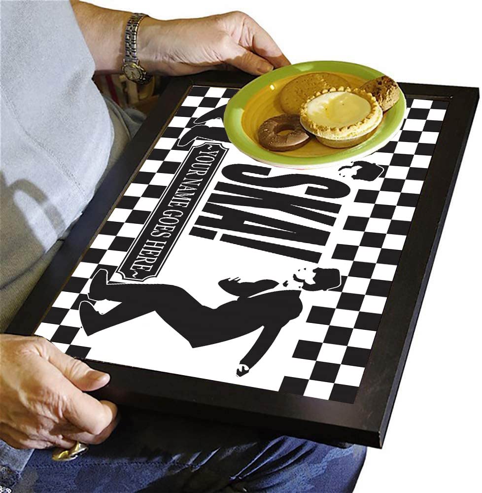 Ska! Dancer Soul Personalised Lap Tray Gift - Black Rectangular Wood, Picture Lap Tray - Free Personalisation - Perfect for TV Dinner - Made in UK