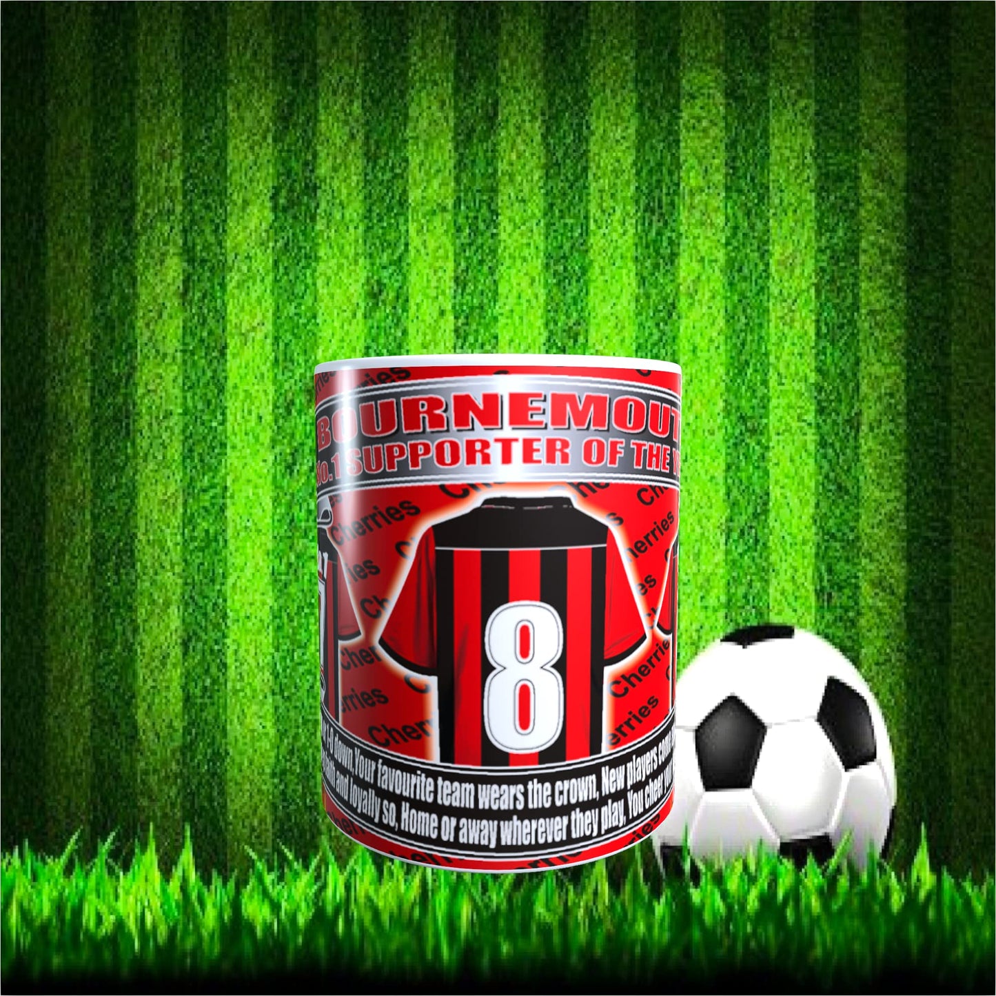 Bournemouth Football Team Shirt Mug Gift with Chocolate Footballs