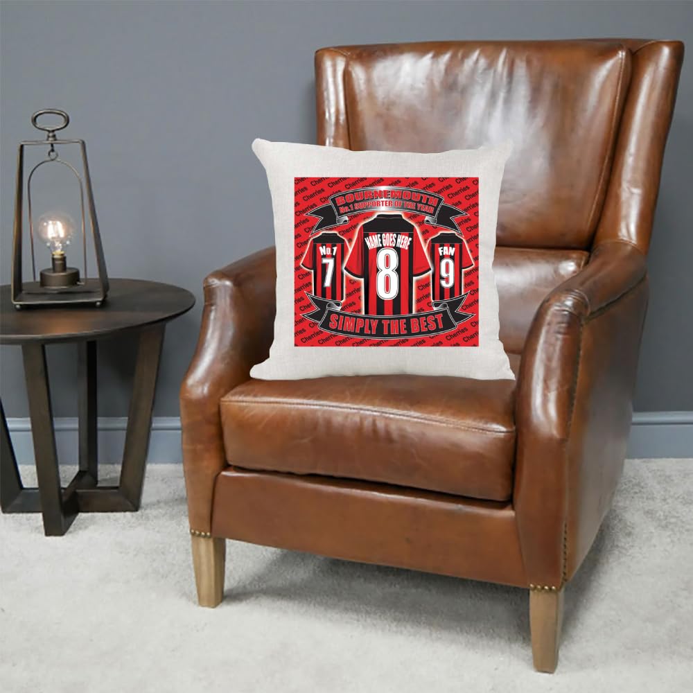 Bournemouth Personalised Football Country Canvas Style Cushion Cover Gift
