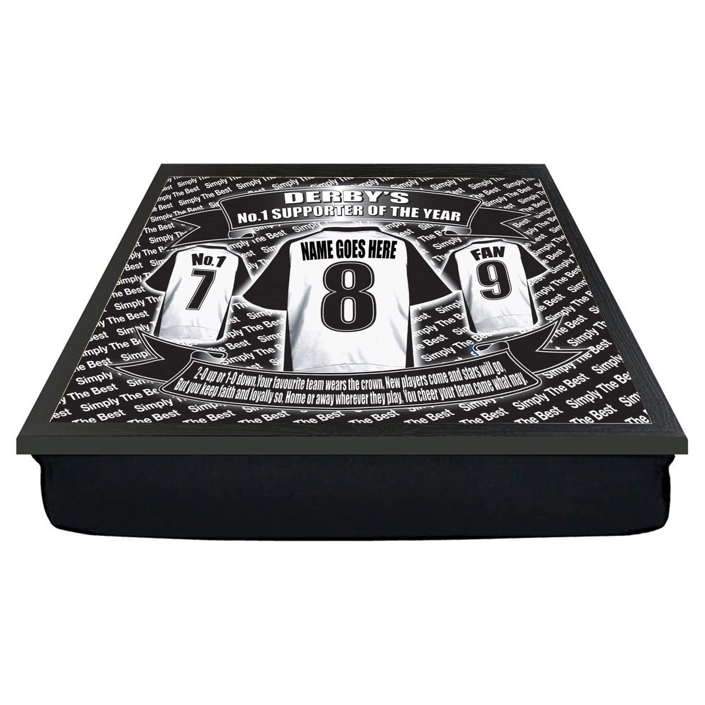 Derby Football Shirt Personalised Lap Tray Gift