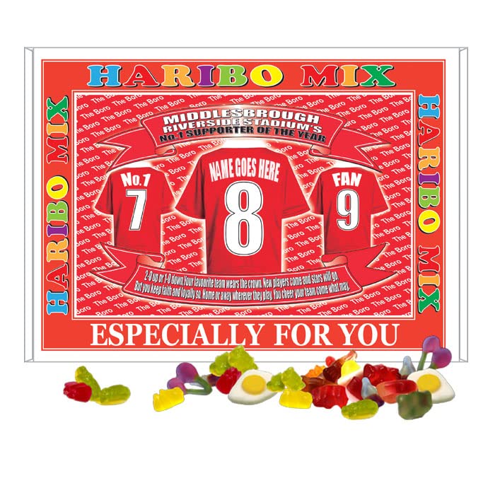 Middlesbrough Football Shirt Personalised Gift Boxed Sweets Variety