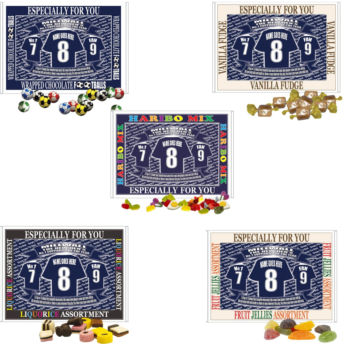 Millwall Football Shirt Personalised Gift Boxed Sweets Variety