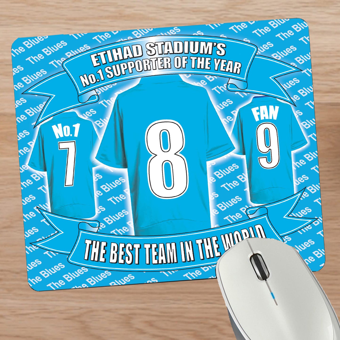Manchester Blues Football Shirt Mouse Mat Gift