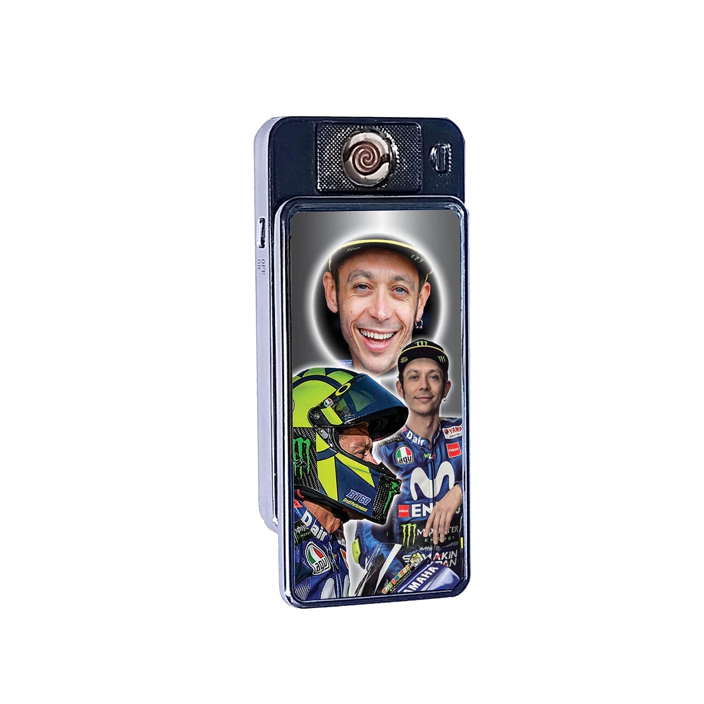 V Rossi Icon Rechargeable Gift Boxed Silver Metal USB Lighter Motorcycle Champion
