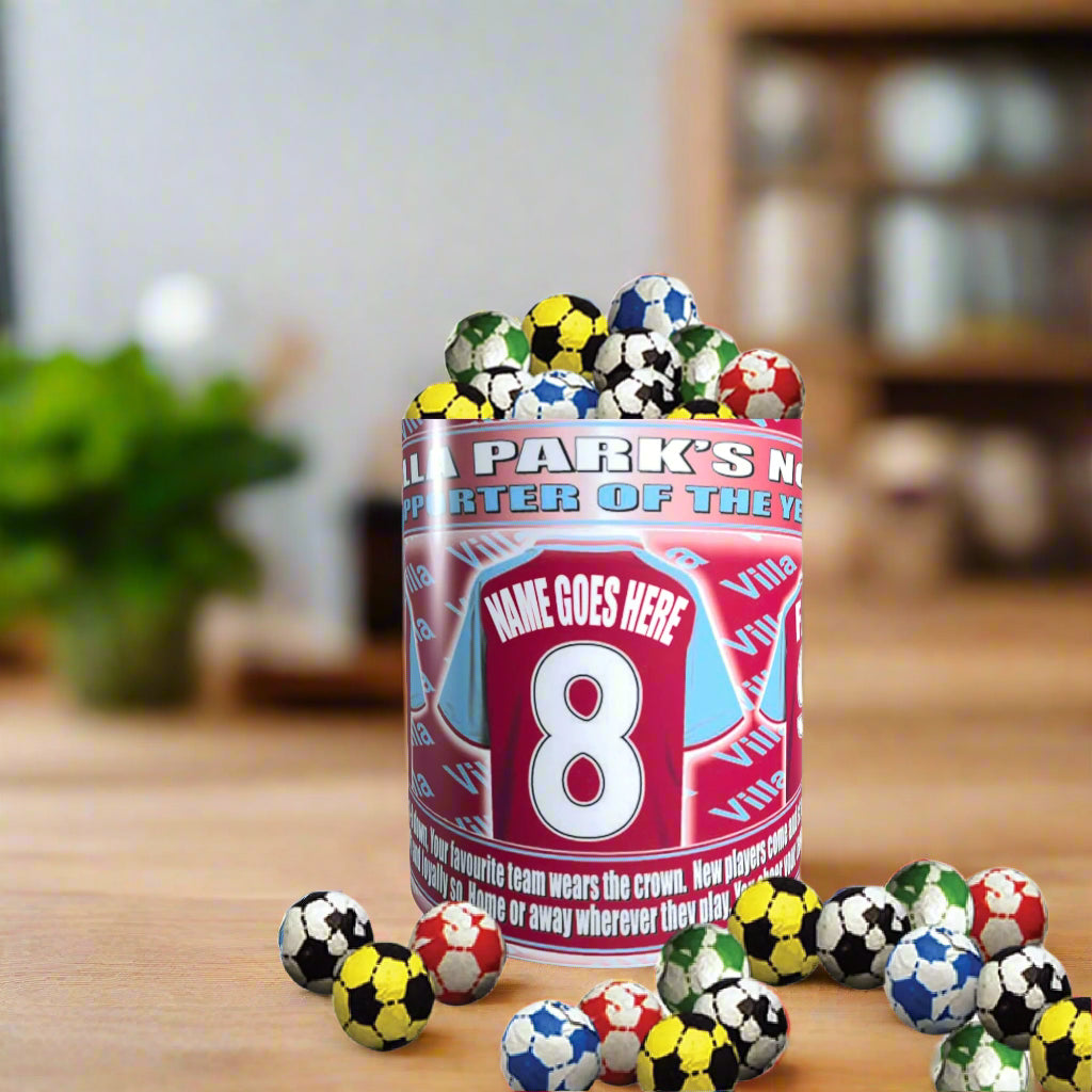 Pink container with soccer balls on a white background