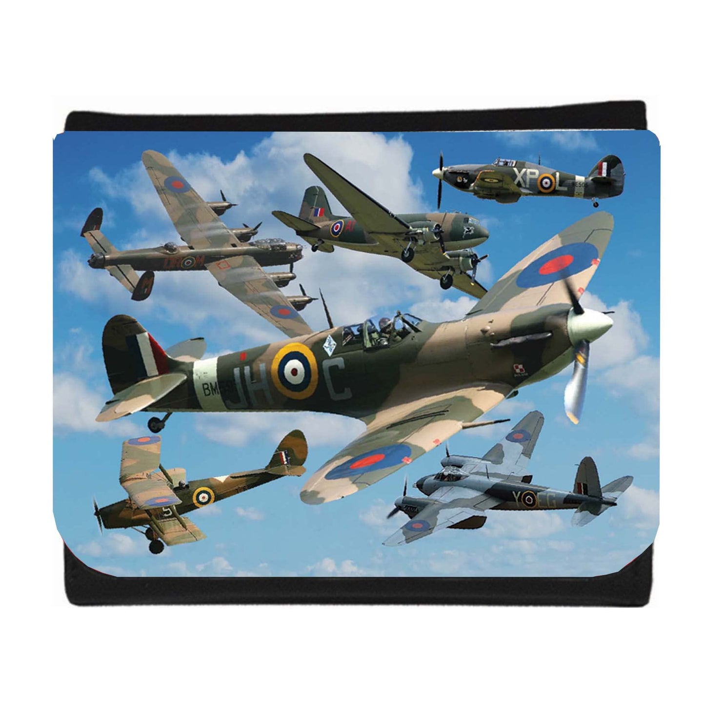 VE Day Battle of Britain WWII Iconic War Planes Spitfire Lancaster Wallet Gift, Multicoloured, M