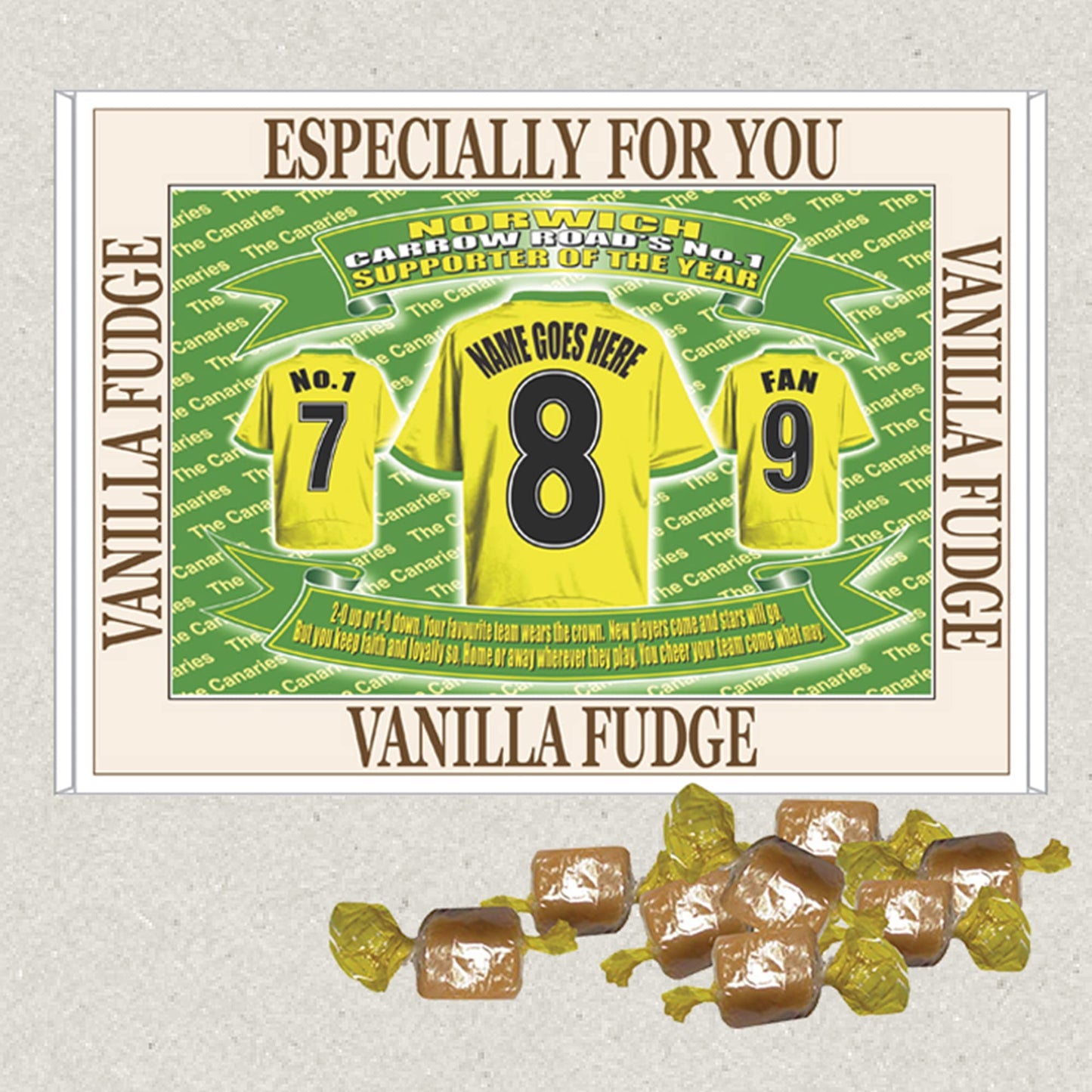 Norwich Football Shirt Personalised Gift Boxed Sweets Choice of Sweets