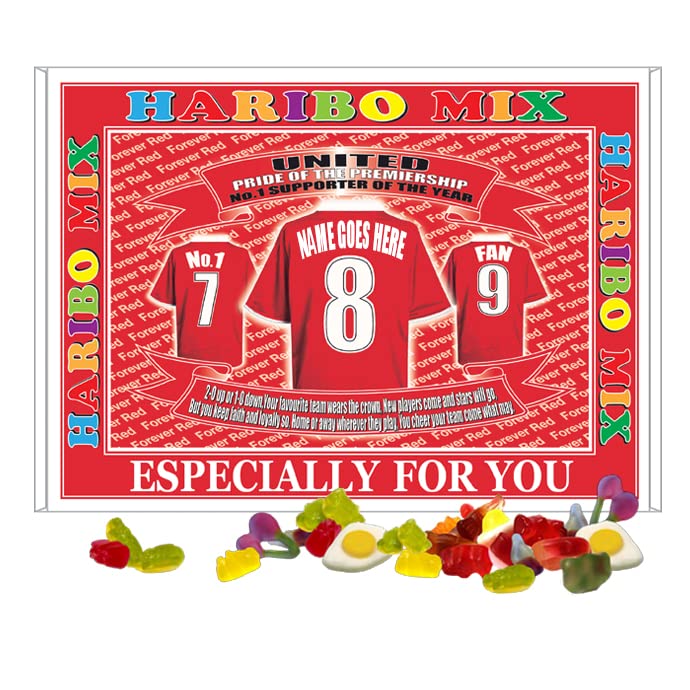 Manchester Reds Personalised Football Shirt Gift Boxed Choice of Sweets