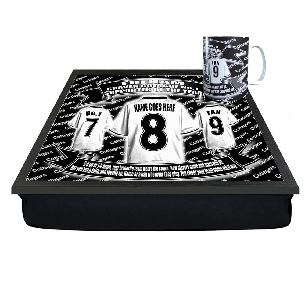 Fulham Personalised Football Shirt Lap Tray And Mug Gift Set