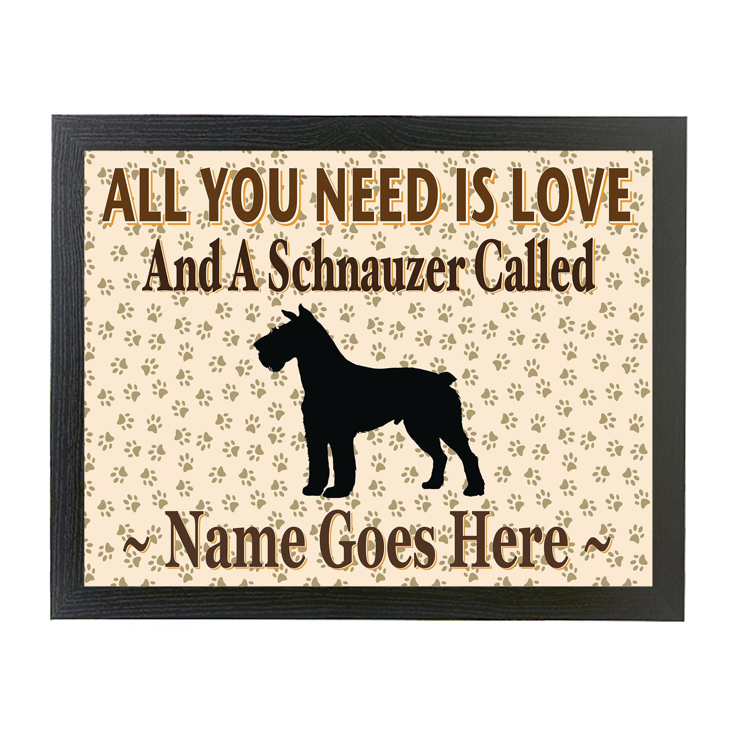 All You Need Is Love and a Schnauzer Personalised Dog Breed Cushion Lap Tray Bean Bag Gift