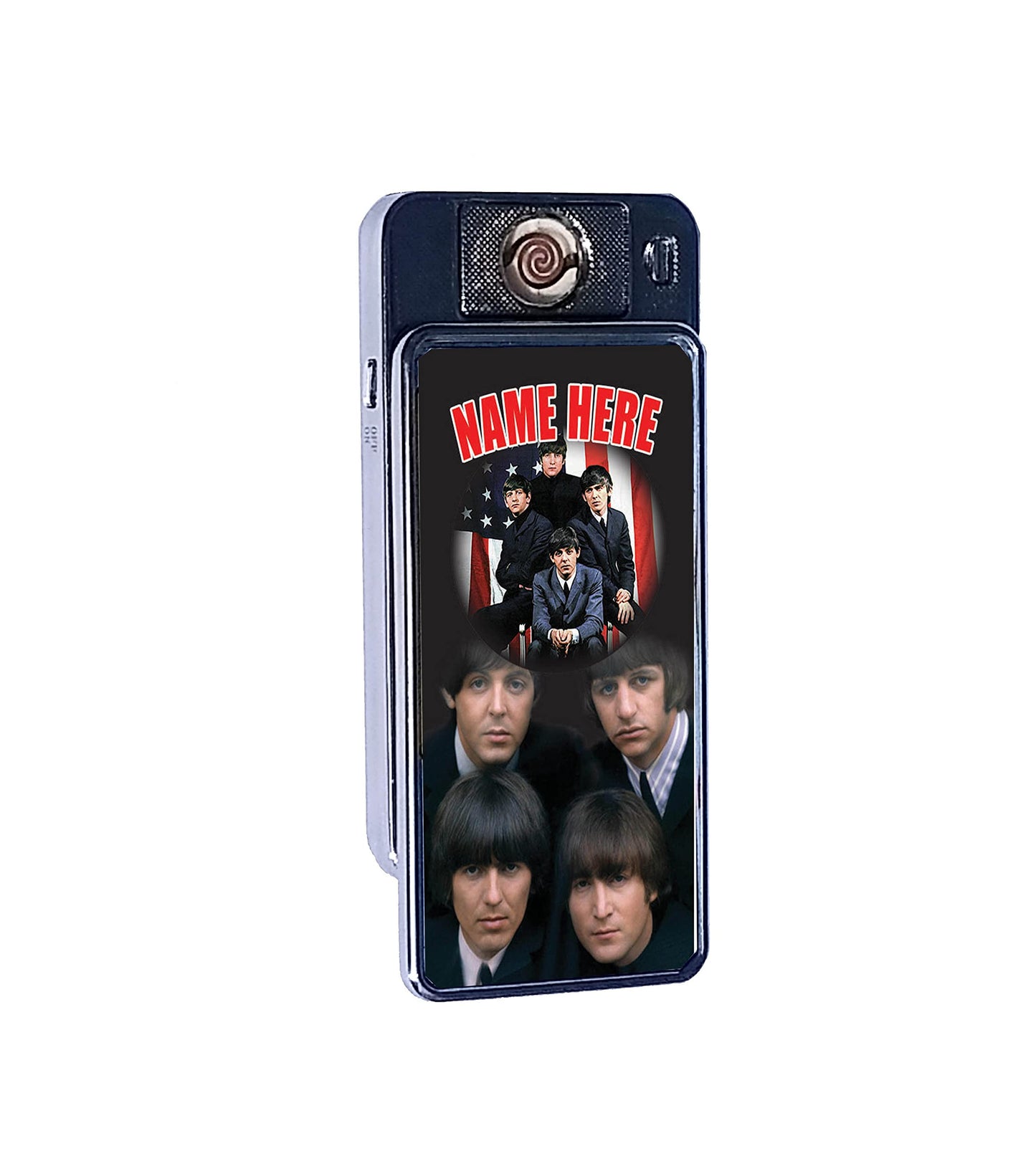 Beatles Personalised Icon Rechargeable Gift Boxed Silver Metal USB Lighter
