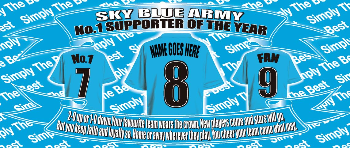 Personalised Coventry Water Bottle - Football Shirt - Silver Aluminium Two Lids - Unisex Gift