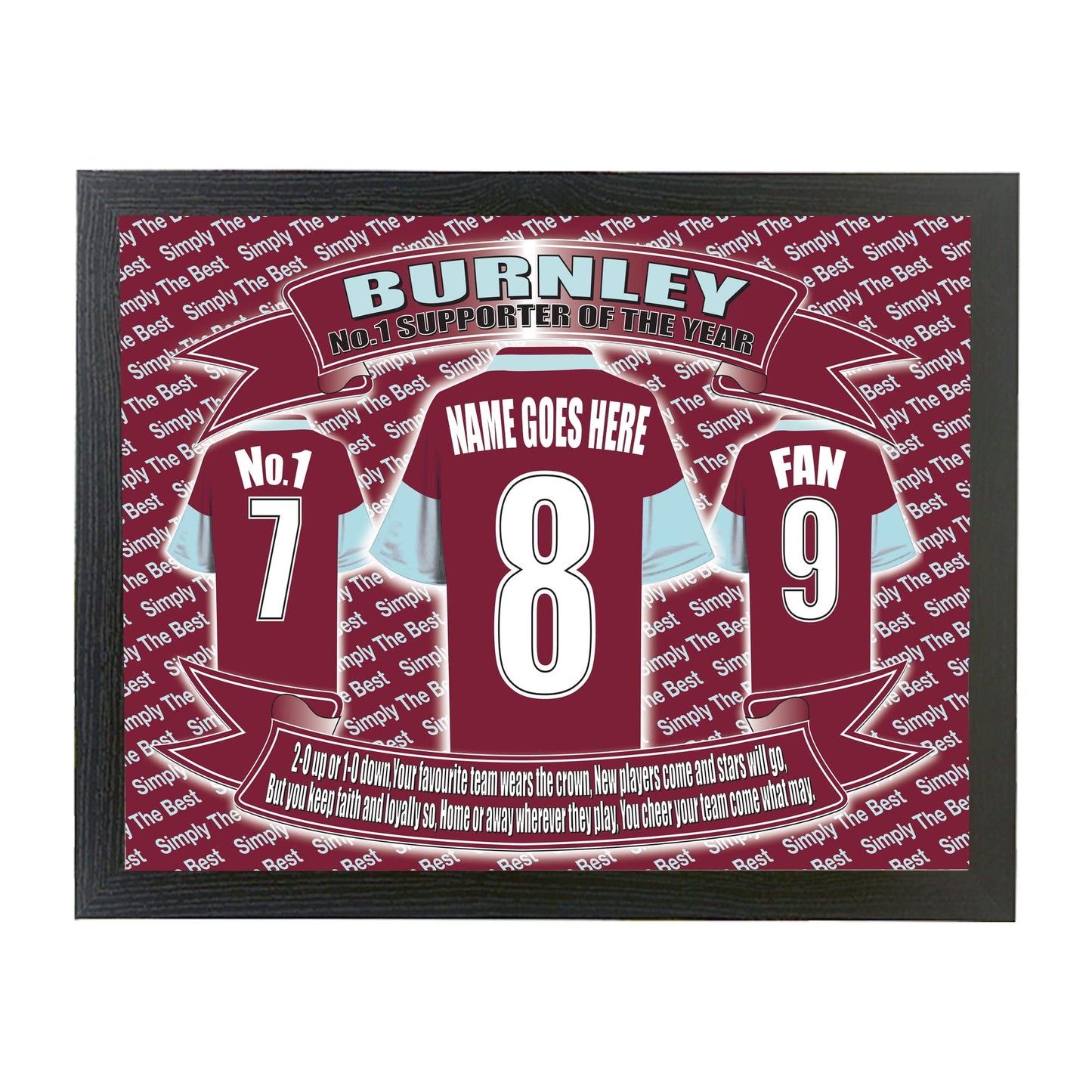 Burnley Football Shirt Personalised Picture Gift