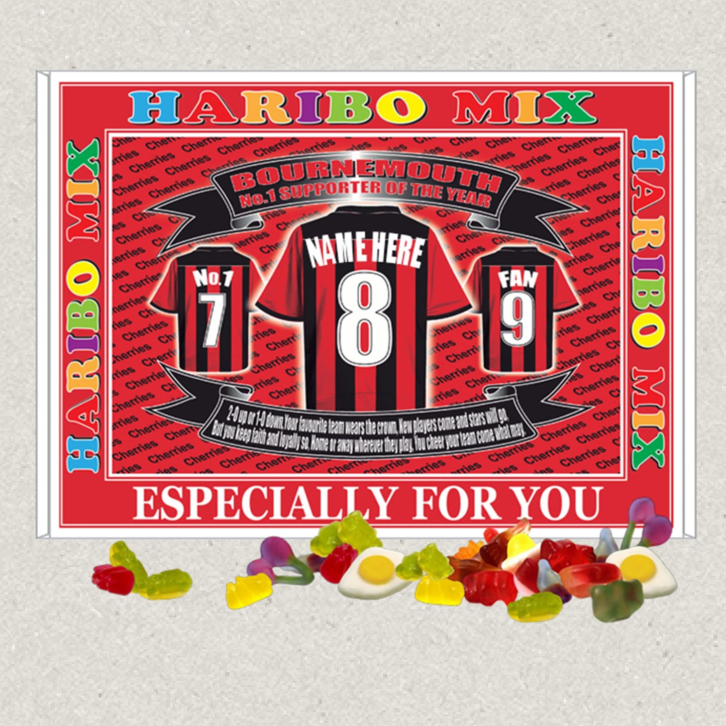 Bournemouth Personalised Football Shirt Gift Boxed Sweets
