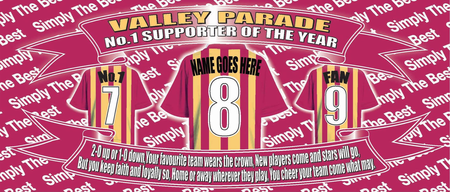Bradford City Football Team Shirt Ceramic Mug Personalised Gift