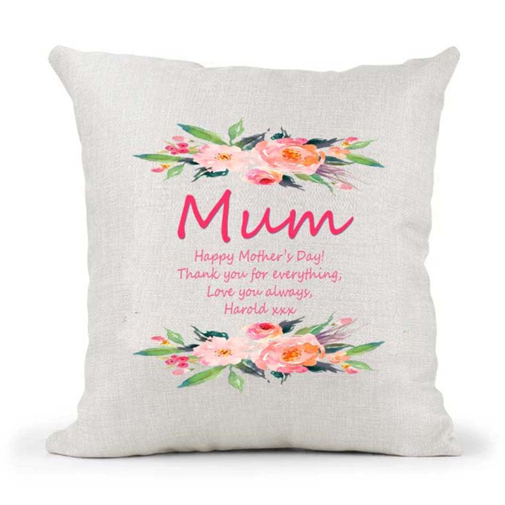 Personalised Floral Name & Message Wedding Anniversary Valentines Mother's Day Birthday Country Canvas Cushion Cover Gift