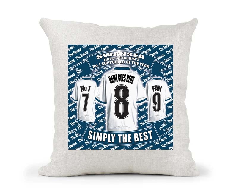 Swansea Personalised Football Naturally Country Canvas Style Cushion Cover Gift